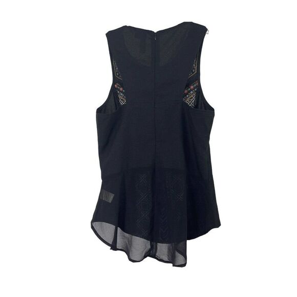 Black Embroidered Peplum Blouse Bohemian Sleeveless Alya Round Neck Size S Top - Picture 4 of 8